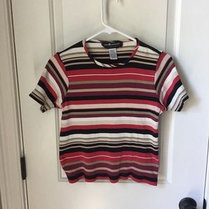 Red and Black Striped Blouse